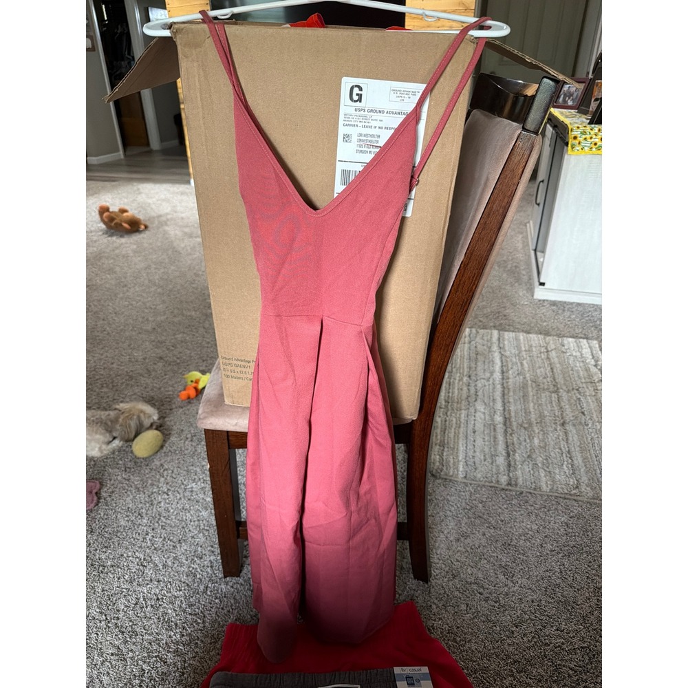 Elia Cher Pink V-Neck Wide Leg Jumpsuit Sleeveless Backless XS 0-2 NWT